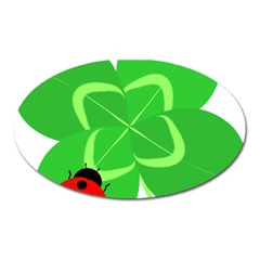 Insect Flower Floral Animals Green Red Line Oval Magnet by Mariart