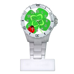 Insect Flower Floral Animals Green Red Line Plastic Nurses Watch by Mariart