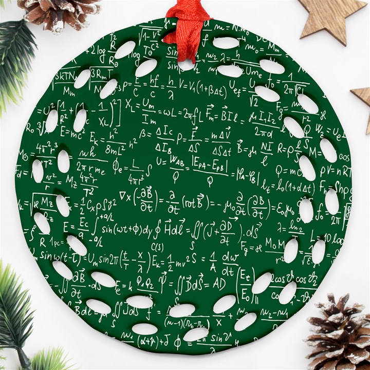 Formula Number Green Board Round Filigree Ornament (Two Sides)