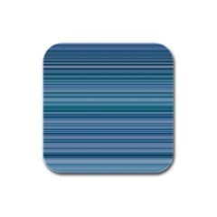 Horizontal Line Blue Rubber Square Coaster (4 Pack)  by Mariart