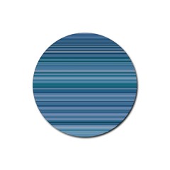 Horizontal Line Blue Rubber Coaster (round)  by Mariart