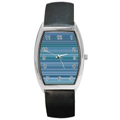 Horizontal Line Blue Barrel Style Metal Watch by Mariart