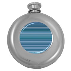 Horizontal Line Blue Round Hip Flask (5 Oz)