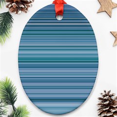 Horizontal Line Blue Oval Ornament (two Sides) by Mariart