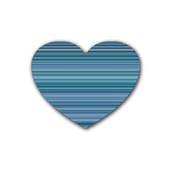 Horizontal Line Blue Rubber Coaster (heart)  by Mariart