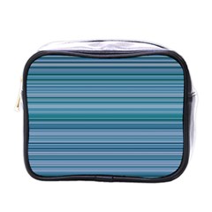 Horizontal Line Blue Mini Toiletries Bags by Mariart