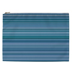 Horizontal Line Blue Cosmetic Bag (xxl)  by Mariart