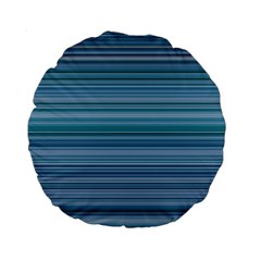 Horizontal Line Blue Standard 15  Premium Round Cushions by Mariart