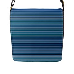 Horizontal Line Blue Flap Messenger Bag (l)  by Mariart