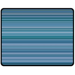 Horizontal Line Blue Double Sided Fleece Blanket (medium)  by Mariart