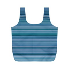 Horizontal Line Blue Full Print Recycle Bags (m)  by Mariart