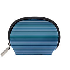 Horizontal Line Blue Accessory Pouches (small)  by Mariart