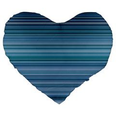 Horizontal Line Blue Large 19  Premium Flano Heart Shape Cushions