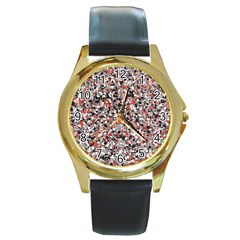 Hurley Mix Electric Electric Red Blend Round Gold Metal Watch by Mariart