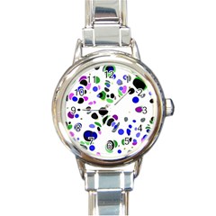 Colorful Random Blobs Background Round Italian Charm Watch by Nexatart