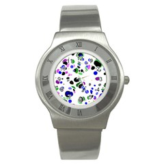 Colorful Random Blobs Background Stainless Steel Watch by Nexatart