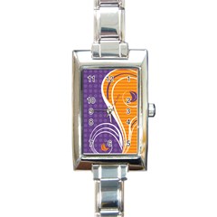 Leaf Polka Dot Purple Orange Rectangle Italian Charm Watch by Mariart