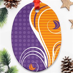 Leaf Polka Dot Purple Orange Ornament (oval) by Mariart