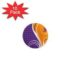 Leaf Polka Dot Purple Orange 1  Mini Magnet (10 Pack)  by Mariart