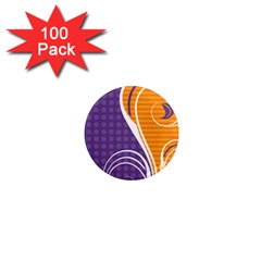 Leaf Polka Dot Purple Orange 1  Mini Magnets (100 Pack)  by Mariart