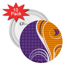 Leaf Polka Dot Purple Orange 2 25  Buttons (10 Pack)  by Mariart