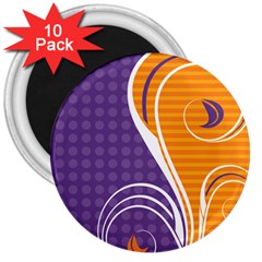 Leaf Polka Dot Purple Orange 3  Magnets (10 Pack)  by Mariart