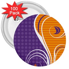 Leaf Polka Dot Purple Orange 3  Buttons (100 Pack)  by Mariart