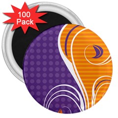 Leaf Polka Dot Purple Orange 3  Magnets (100 Pack) by Mariart