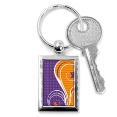 Leaf Polka Dot Purple Orange Key Chains (rectangle)  by Mariart