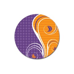 Leaf Polka Dot Purple Orange Magnet 3  (round) by Mariart