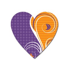 Leaf Polka Dot Purple Orange Heart Magnet by Mariart