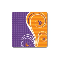 Leaf Polka Dot Purple Orange Square Magnet by Mariart