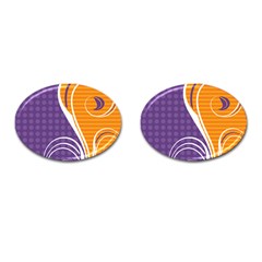 Leaf Polka Dot Purple Orange Cufflinks (oval) by Mariart