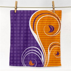 Leaf Polka Dot Purple Orange Face Towel by Mariart