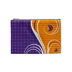 Leaf Polka Dot Purple Orange Cosmetic Bag (medium)  by Mariart