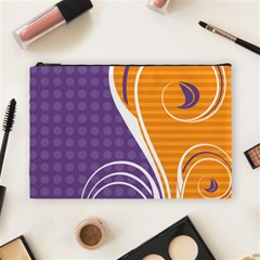 Leaf Polka Dot Purple Orange Cosmetic Bag (large)  by Mariart