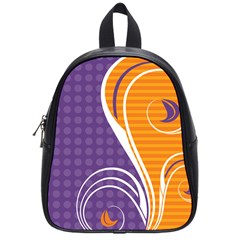 Leaf Polka Dot Purple Orange School Bags (small)  by Mariart