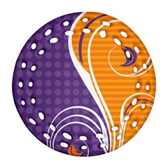 Leaf Polka Dot Purple Orange Round Filigree Ornament (two Sides) by Mariart