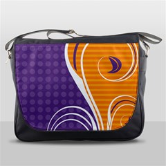 Leaf Polka Dot Purple Orange Messenger Bags by Mariart