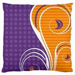 Leaf Polka Dot Purple Orange Large Cushion Case (two Sides) by Mariart