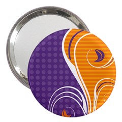 Leaf Polka Dot Purple Orange 3  Handbag Mirrors by Mariart