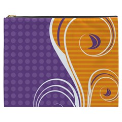 Leaf Polka Dot Purple Orange Cosmetic Bag (xxxl)  by Mariart