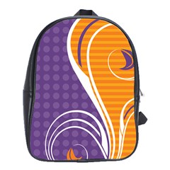 Leaf Polka Dot Purple Orange School Bags (xl)  by Mariart