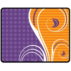 Leaf Polka Dot Purple Orange Double Sided Fleece Blanket (medium)  by Mariart