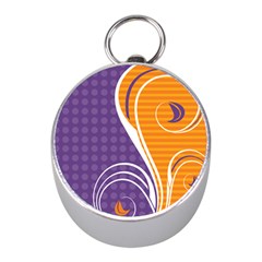 Leaf Polka Dot Purple Orange Mini Silver Compasses by Mariart