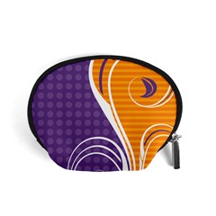 Leaf Polka Dot Purple Orange Accessory Pouches (small)  by Mariart