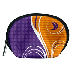 Leaf Polka Dot Purple Orange Accessory Pouches (medium)  by Mariart