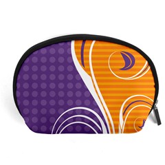 Leaf Polka Dot Purple Orange Accessory Pouches (large)  by Mariart