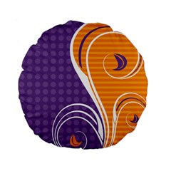 Leaf Polka Dot Purple Orange Standard 15  Premium Flano Round Cushions by Mariart