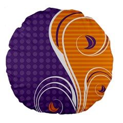 Leaf Polka Dot Purple Orange Large 18  Premium Flano Round Cushions by Mariart